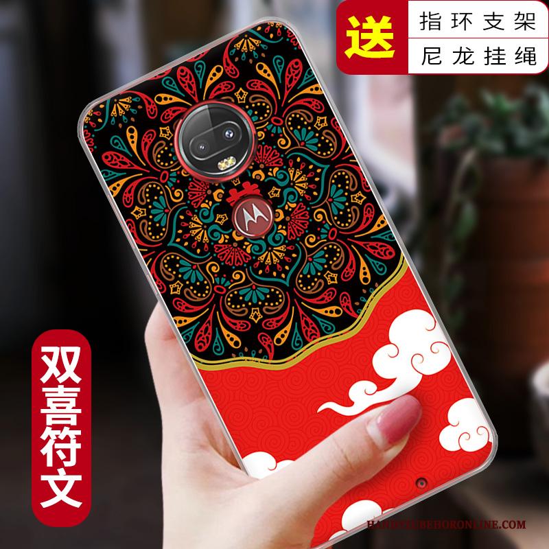 Moto G7 Zacht Anti-fall Hoesje Telefoon Rood Trendy Merk All Inclusive Bescherming