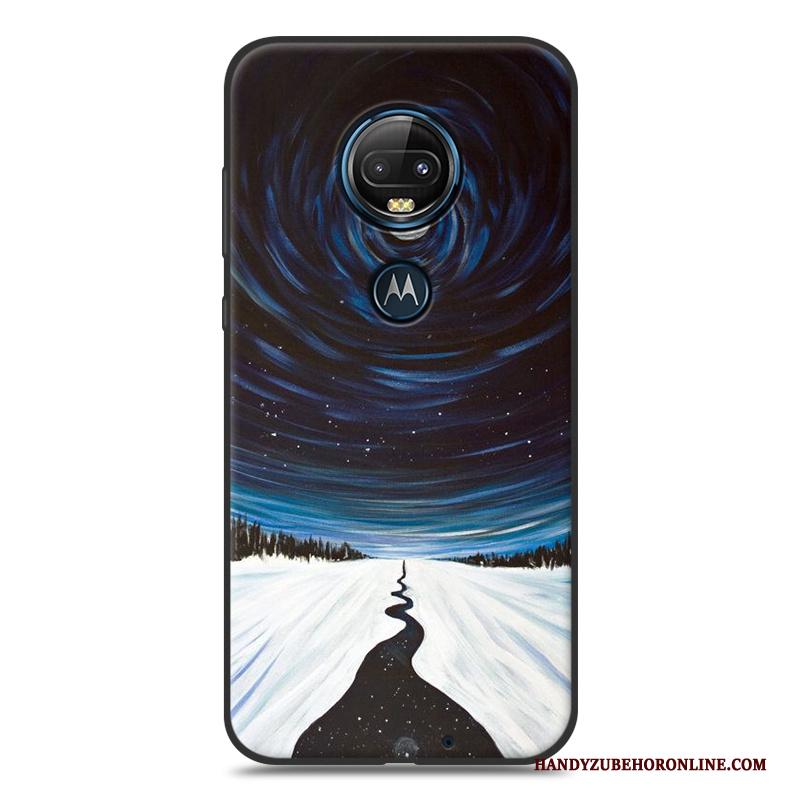 Moto G7 Zwart Mooie Spotprent Hoesje Telefoon All Inclusive Siliconen Hanger