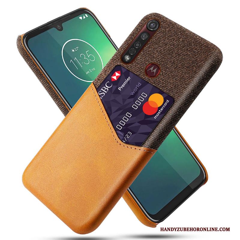 Moto G8 Plus Bedrijf Rood Patroon Hoesje Telefoon Leren Etui Scheppend Doek