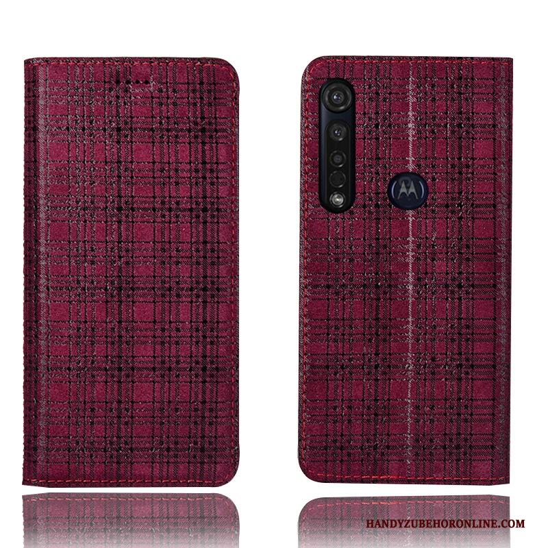 Moto G8 Plus Hoes Hoesje Telefoon Anti-fall Bescherming All Inclusive Folio Fluweel