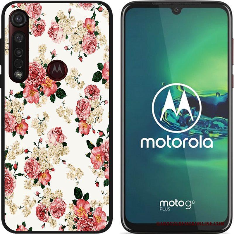 Moto G8 Plus Hoesje Pu Spotprent Hete Verkoop Zwart Zacht Schrobben Scheppend