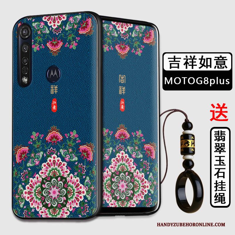 Moto G8 Plus Hoesje Telefoon Zacht All Inclusive Anti-fall Bescherming Chinese Stijl Zwart