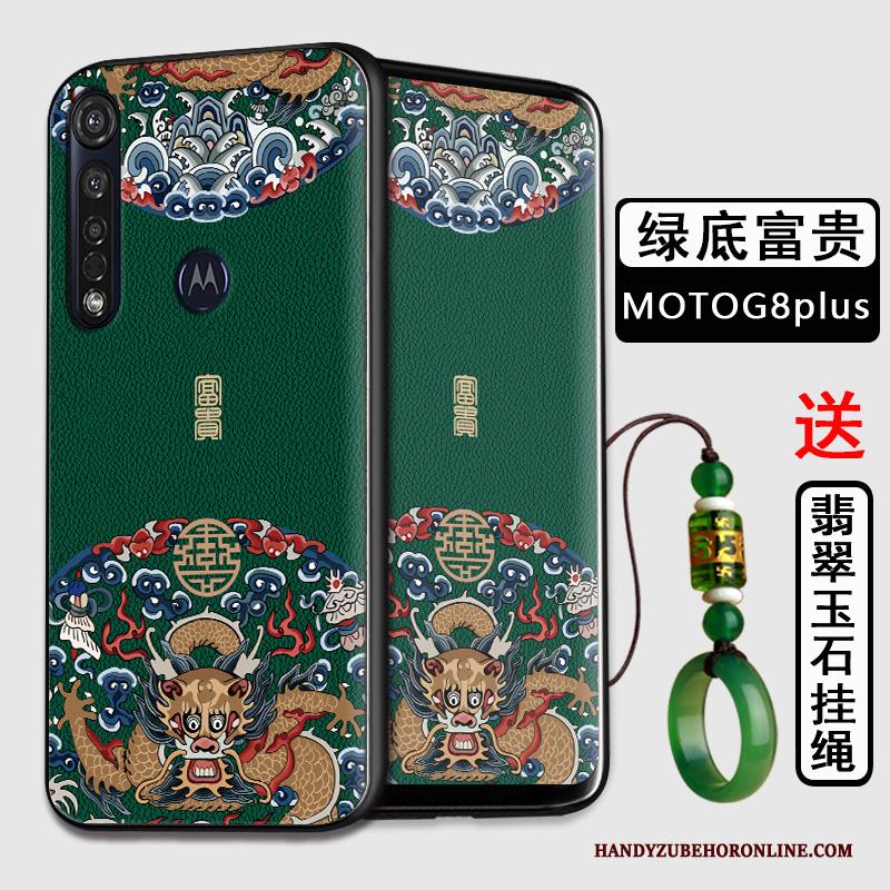 Moto G8 Plus Hoesje Telefoon Zacht All Inclusive Anti-fall Bescherming Chinese Stijl Zwart