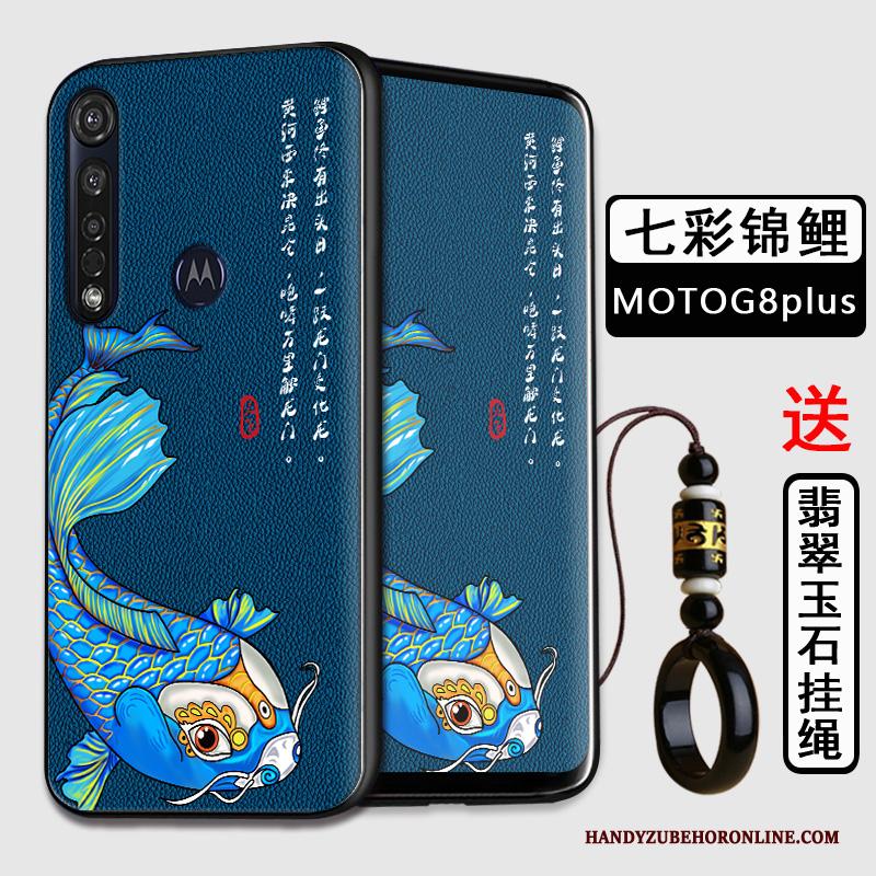 Moto G8 Plus Hoesje Telefoon Zacht All Inclusive Anti-fall Bescherming Chinese Stijl Zwart