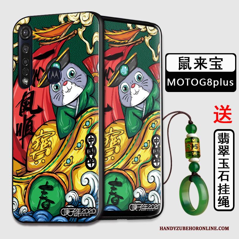 Moto G8 Plus Hoesje Telefoon Zacht All Inclusive Anti-fall Bescherming Chinese Stijl Zwart