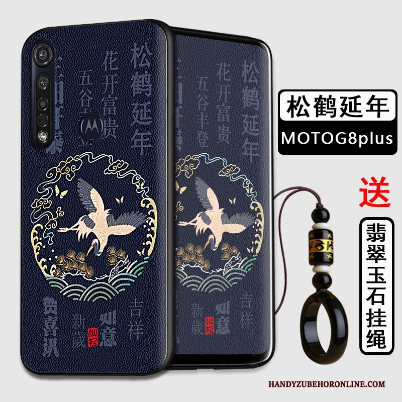 Moto G8 Plus Hoesje Telefoon Zacht All Inclusive Anti-fall Bescherming Chinese Stijl Zwart