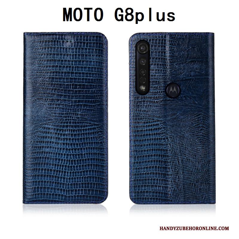 Moto G8 Plus Zacht Echt Leer All Inclusive Bescherming Folio Mobiele Telefoon Hoesje