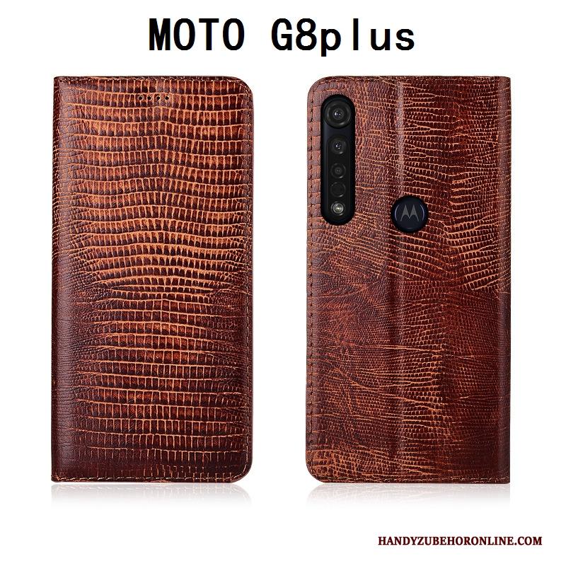 Moto G8 Plus Zacht Echt Leer All Inclusive Bescherming Folio Mobiele Telefoon Hoesje