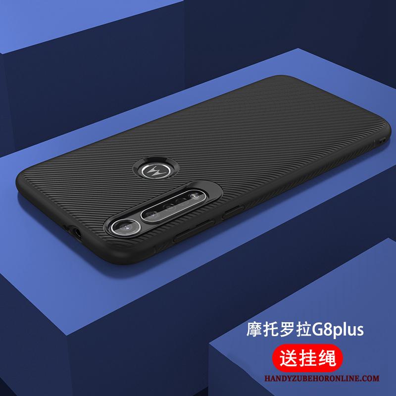 Moto G8 Plus Zacht Pu Anti-fall Bescherming Hoes Rood Hoesje Telefoon