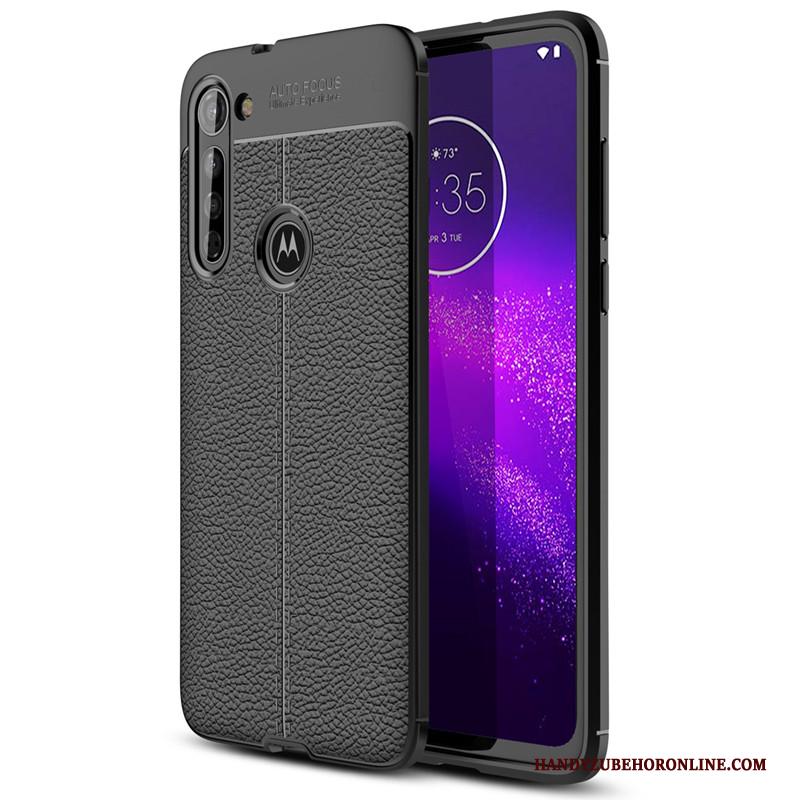 Moto G8 Power Bescherming Hoes Siliconen Patroon Rood Leer Hoesje Telefoon