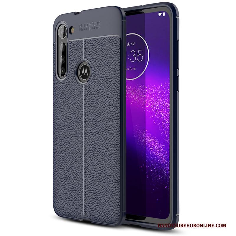 Moto G8 Power Bescherming Hoes Siliconen Patroon Rood Leer Hoesje Telefoon