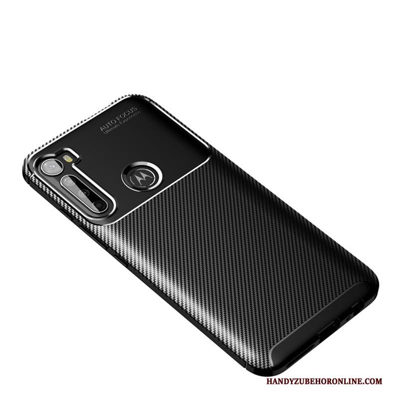 Moto G8 Power Hoesje Telefoon Antislip Zacht Zwart Patroon Fiber Bescherming