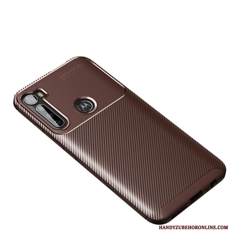 Moto G8 Power Hoesje Telefoon Antislip Zacht Zwart Patroon Fiber Bescherming