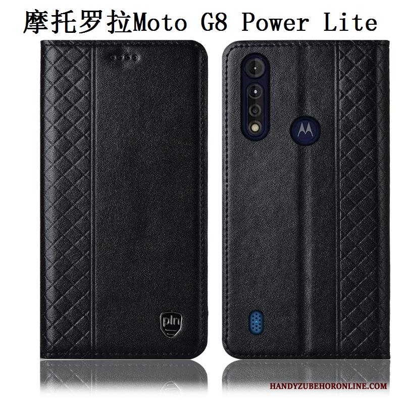 Moto G8 Power Lite Echt Leer All Inclusive Hoes Bruin Hoesje Telefoon Anti-fall Bescherming