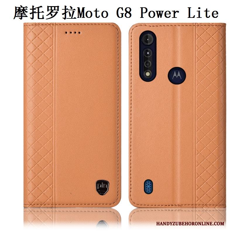 Moto G8 Power Lite Echt Leer All Inclusive Hoes Bruin Hoesje Telefoon Anti-fall Bescherming