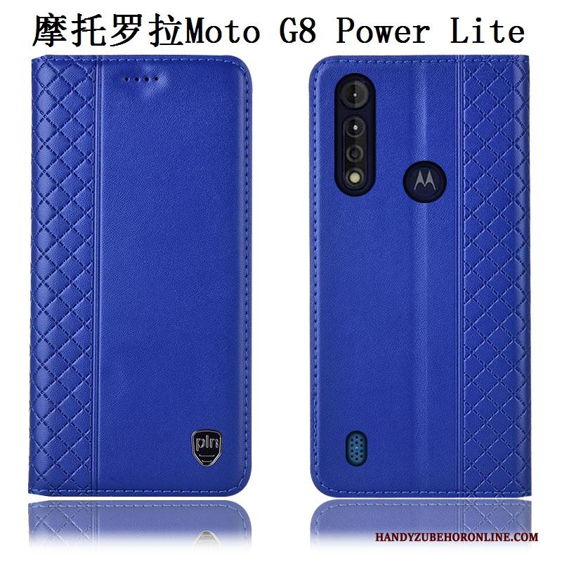 Moto G8 Power Lite Echt Leer All Inclusive Hoes Bruin Hoesje Telefoon Anti-fall Bescherming