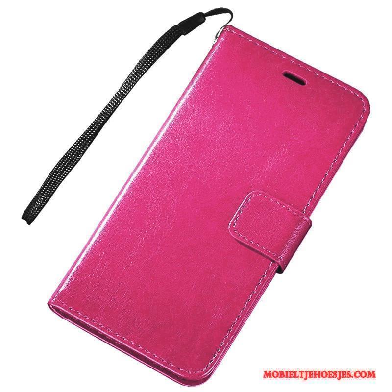 Moto Nexus 6 Hoesje Telefoon Folio Portemonnee Leren Etui Rood Mobiele Telefoon