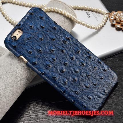 Moto X Hoesje Telefoon Bescherming Luxe Blauw Bedrijf Echt Leer Achterklep