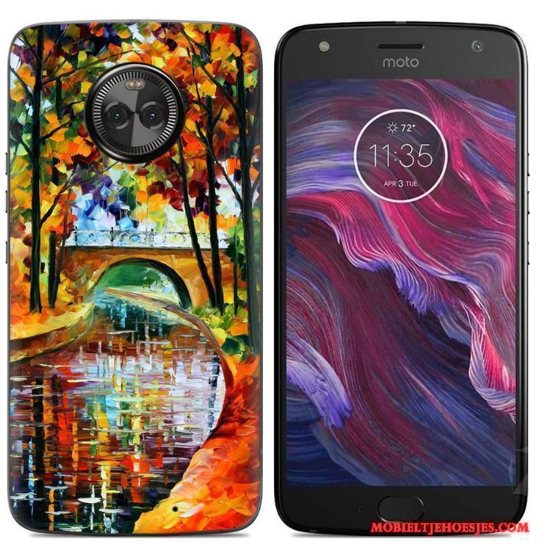 Moto X4 Hoesje Telefoon Kleur Zacht Scheppend Geschilderd Spotprent