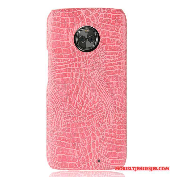 Moto X4 Rood Achterklep Hoesje Telefoon Hard Krokodillenleer Bescherming