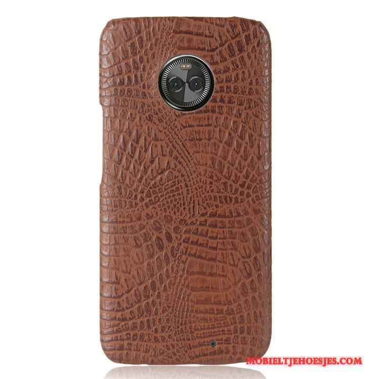 Moto X4 Rood Achterklep Hoesje Telefoon Hard Krokodillenleer Bescherming