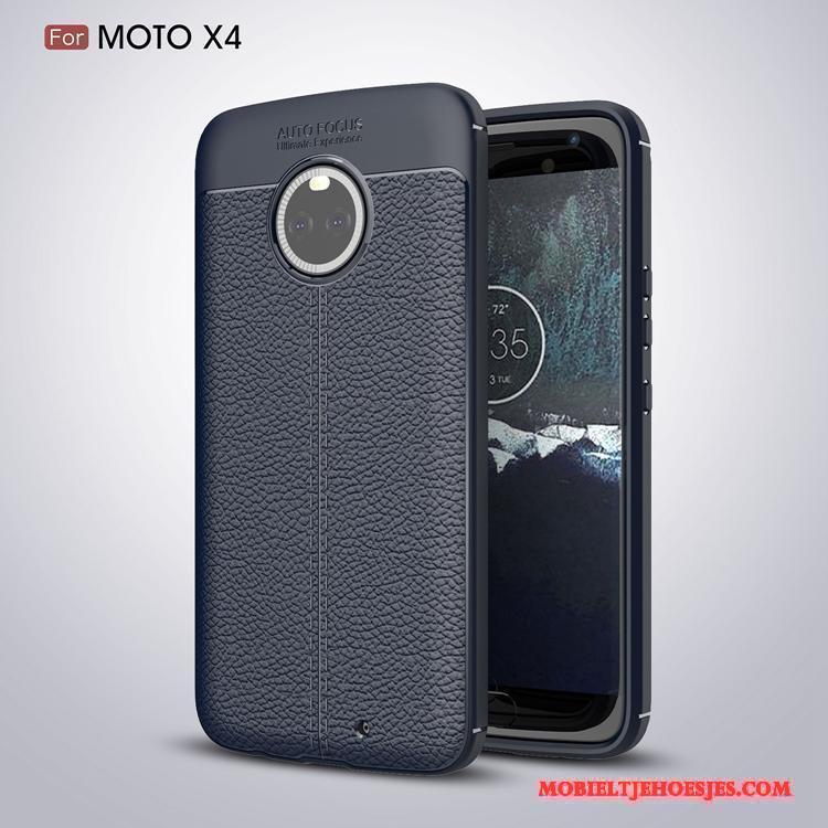 Moto X4 Trend Zacht Bescherming Hoesje Anti-fall Donkerblauw Scheppend