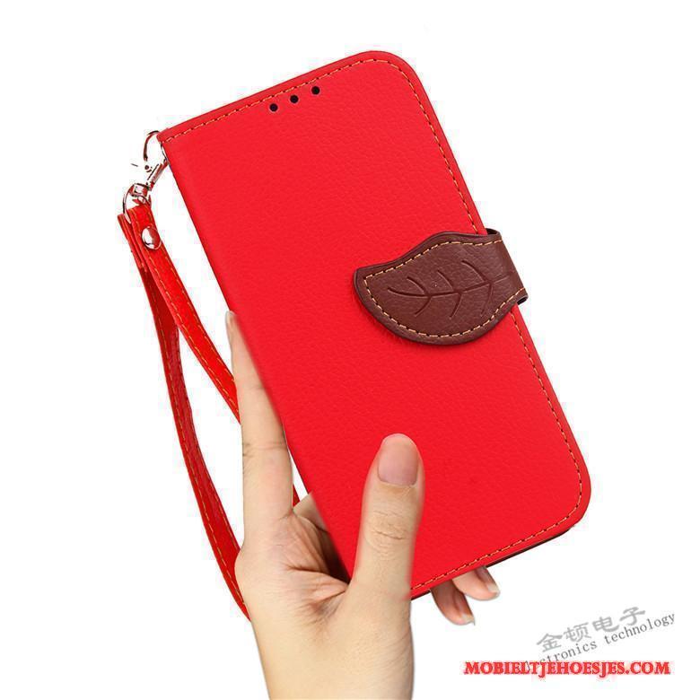 Moto Z Play Hanger Leren Etui Hoesje Telefoon Clamshell Siliconen Rood Anti-fall