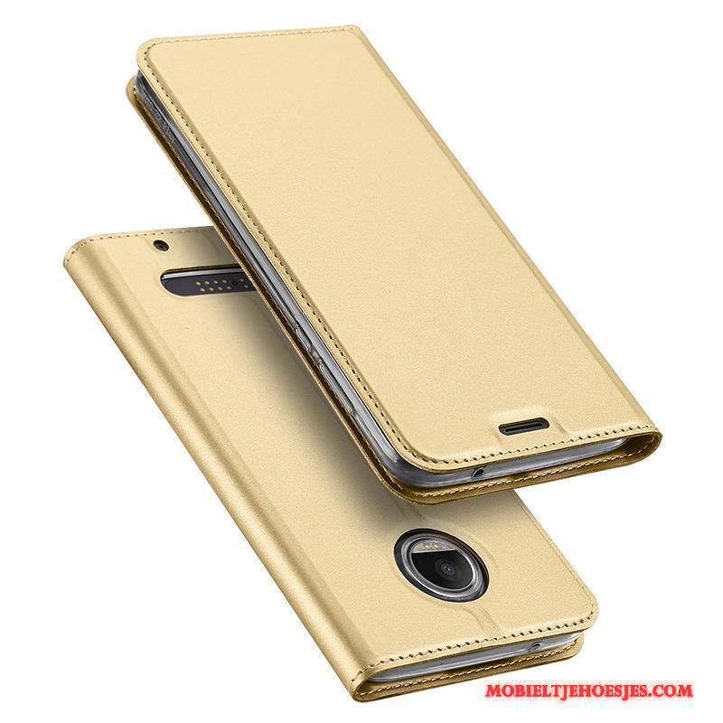 Moto Z2 Force Edition Bedrijf Kaart Hoesje Telefoon Goud Anti-fall Folio Bescherming