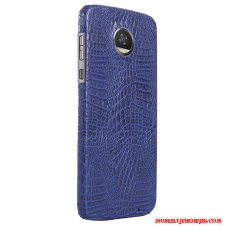 Moto Z2 Play Hoesje Telefoon Bescherming Krokodillenleer Donkerblauw Omlijsting Leren Etui