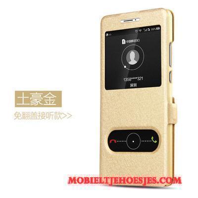 Moto Z2 Play Mobiele Telefoon Folio Bescherming Hoesje Telefoon Leren Etui Goud