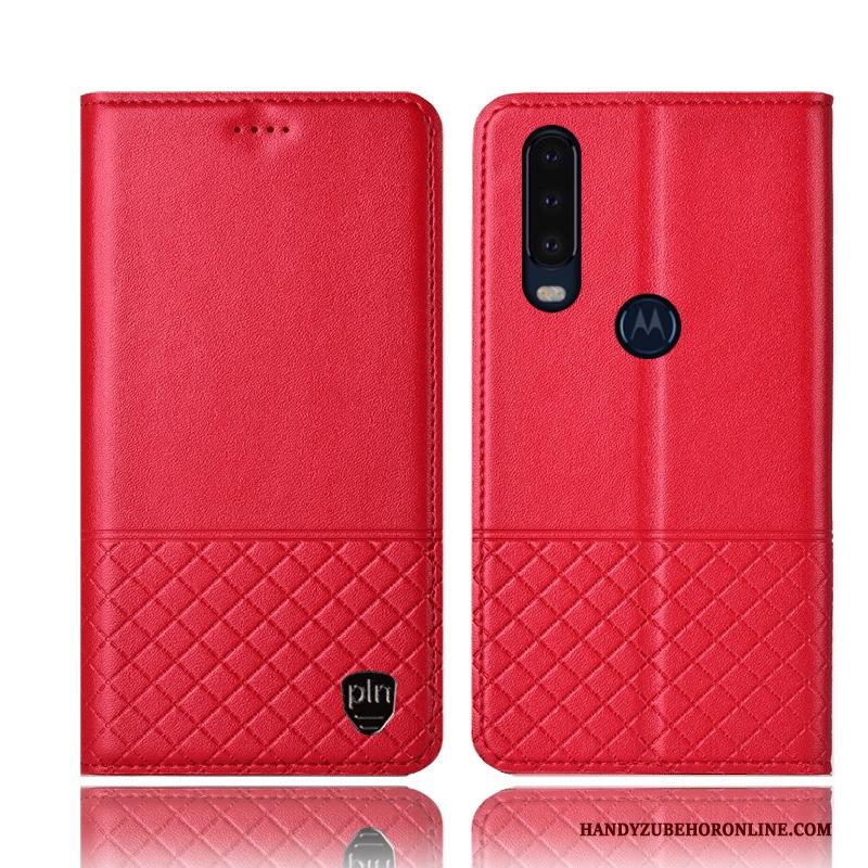 Motorola One Action Folio Hoesje Telefoon Anti-fall Leren Etui Bescherming Zwart