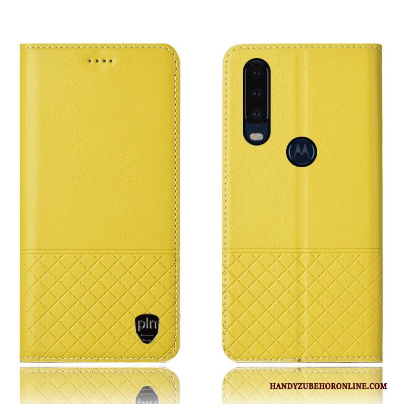 Motorola One Action Folio Hoesje Telefoon Anti-fall Leren Etui Bescherming Zwart