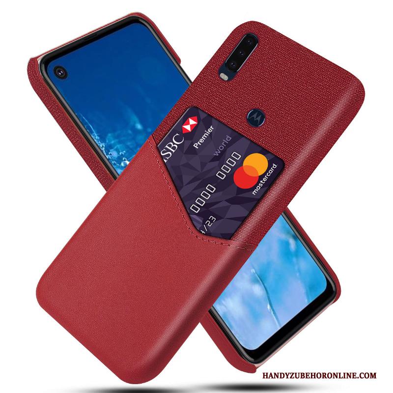 Motorola One Action Hoes Hoesje Rood Bescherming Omlijsting Hard Telefoon