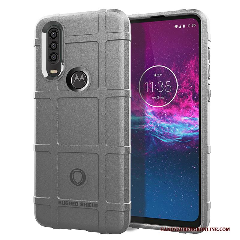 Motorola One Action Hoesje Anti-fall Bescherming Zacht Hoes Pu Siliconen Zwart