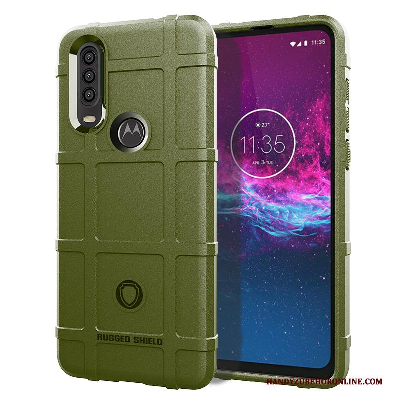 Motorola One Action Hoesje Anti-fall Bescherming Zacht Hoes Pu Siliconen Zwart