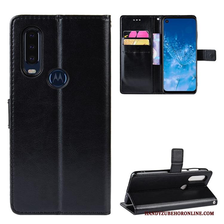 Motorola One Action Hoesje Telefoon Clamshell Rood Magneet Sluit Leren Etui Bescherming