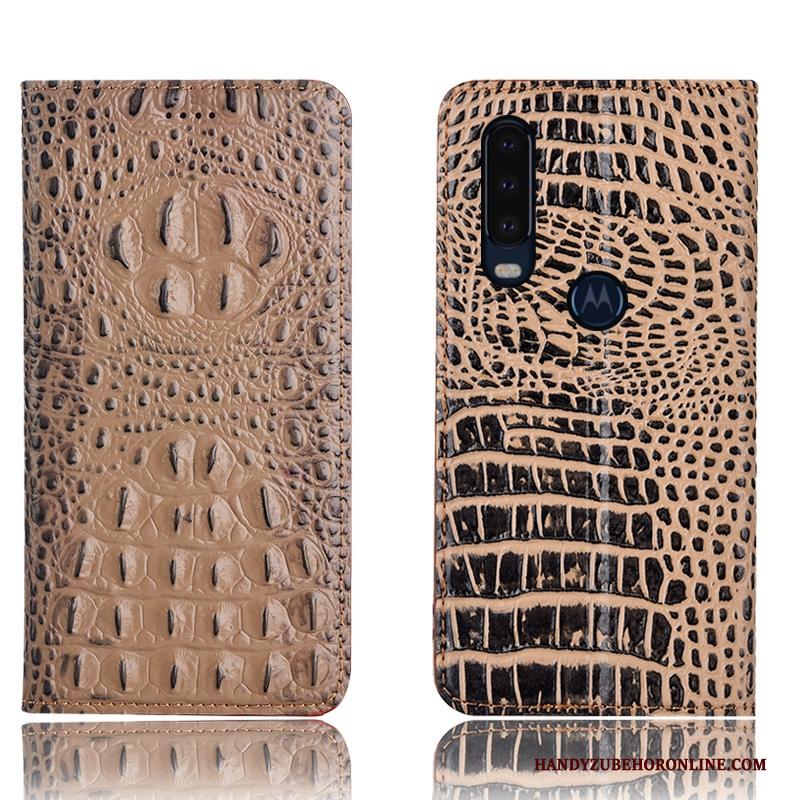 Motorola One Action Leren Etui Krokodil Bescherming Hoes Anti-fall Folio Hoesje Telefoon