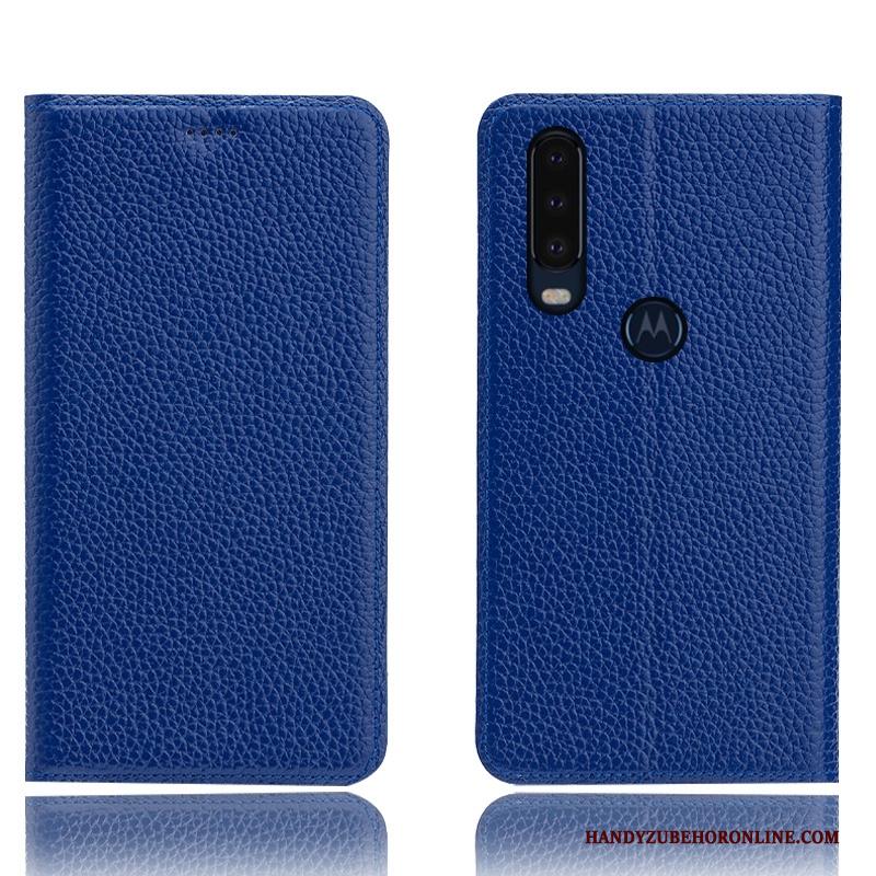 Motorola One Action Patroon Anti-fall Folio Hoesje Telefoon Bescherming Blauw Soort Aziatische Vrucht