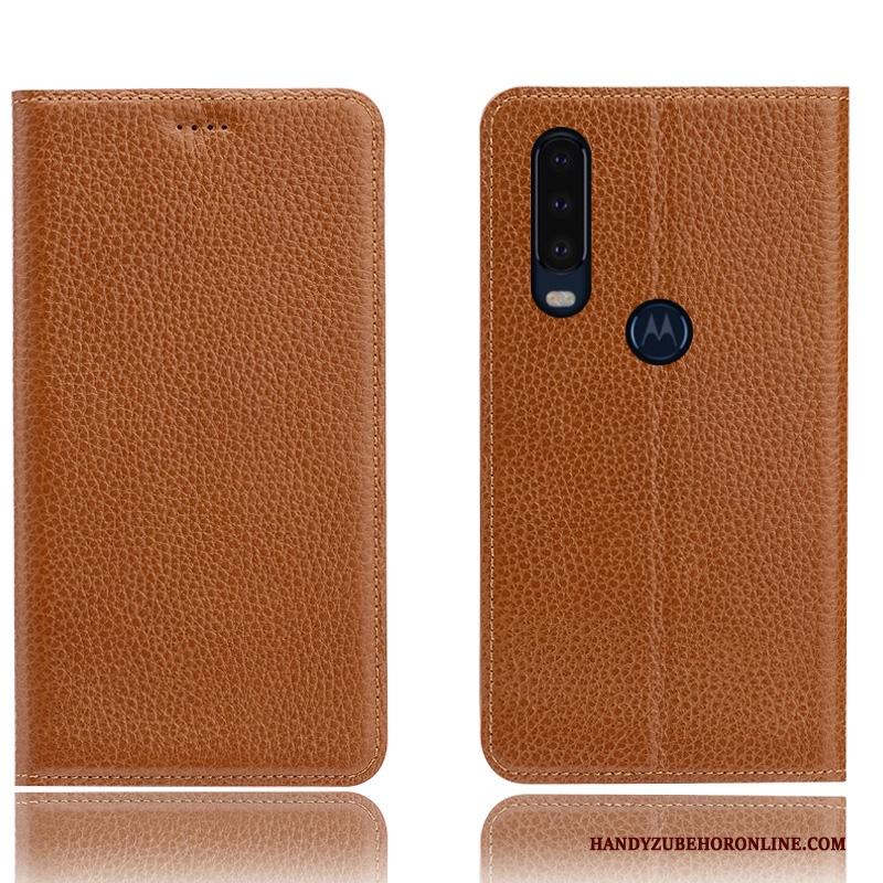 Motorola One Action Patroon Anti-fall Folio Hoesje Telefoon Bescherming Blauw Soort Aziatische Vrucht