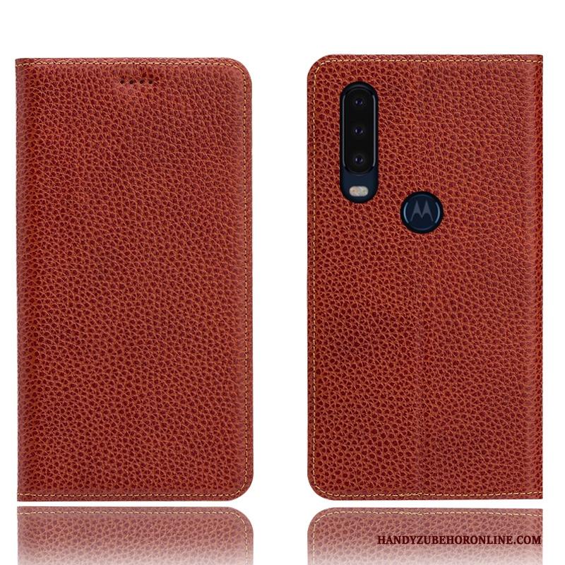 Motorola One Action Patroon Anti-fall Folio Hoesje Telefoon Bescherming Blauw Soort Aziatische Vrucht