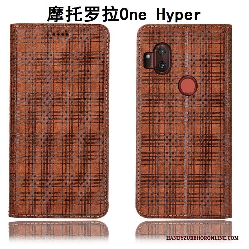 Motorola One Hyper Anti-fall Folio Hoes Hoesje Telefoon Zwart Leren Etui Fluweel