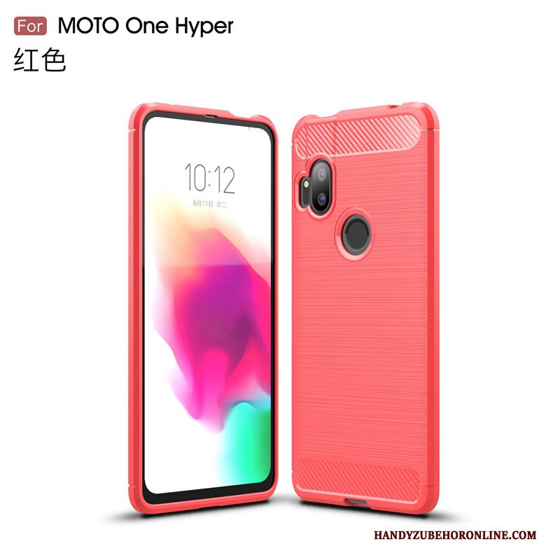 Motorola One Hyper Hoesje Fiber Hoes Antislip Bescherming Effen Kleur Anti-fall Bedrijf