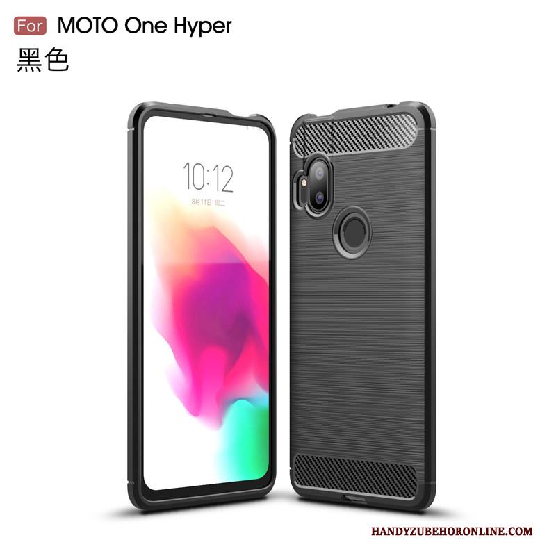 Motorola One Hyper Hoesje Fiber Hoes Antislip Bescherming Effen Kleur Anti-fall Bedrijf