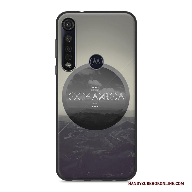 Motorola One Macro Hoes Landschap Hoesje Telefoon Eenvoudige Geschilderd Zacht Wit