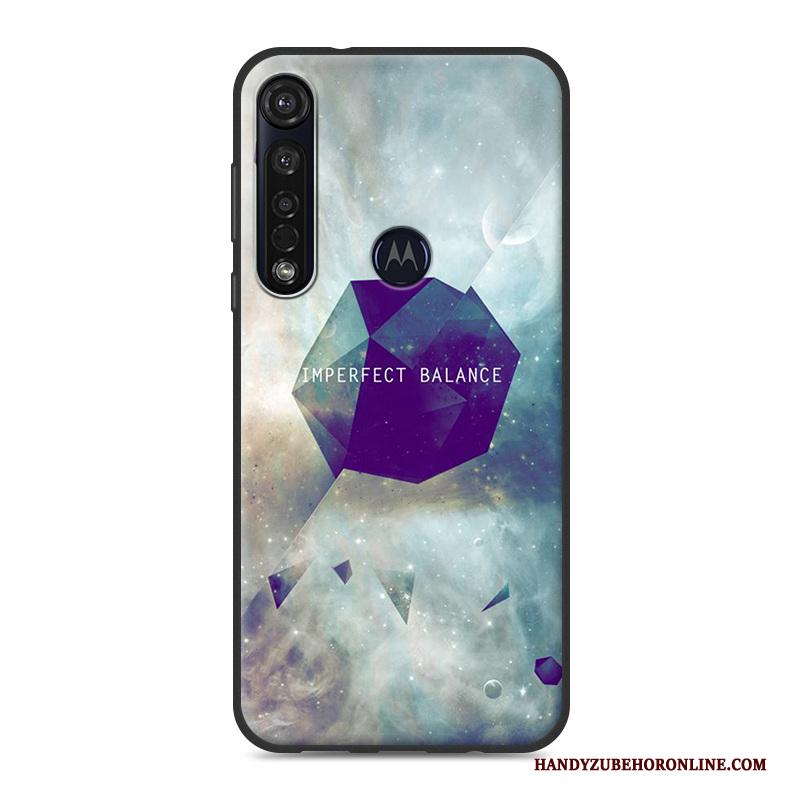 Motorola One Macro Hoes Landschap Hoesje Telefoon Eenvoudige Geschilderd Zacht Wit