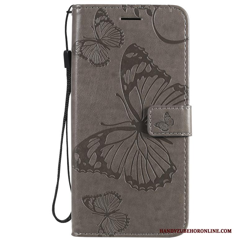 Motorola One Macro Hoesje Telefoon Folio Purper All Inclusive Vlinder Bloemen Leren Etui Bescherming