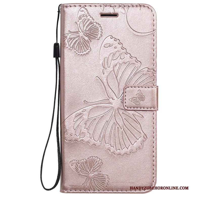 Motorola One Macro Hoesje Telefoon Folio Purper All Inclusive Vlinder Bloemen Leren Etui Bescherming