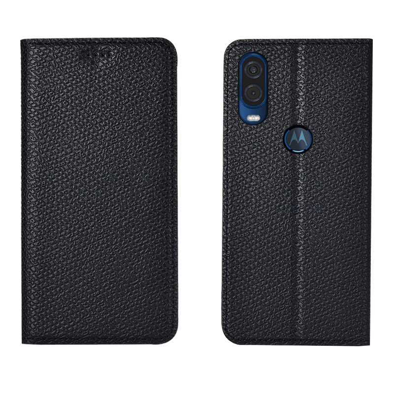 Motorola One Vision Donkerblauw Bescherming Hoesje Telefoon Anti-fall All Inclusive Mesh Folio