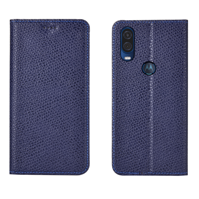 Motorola One Vision Donkerblauw Bescherming Hoesje Telefoon Anti-fall All Inclusive Mesh Folio