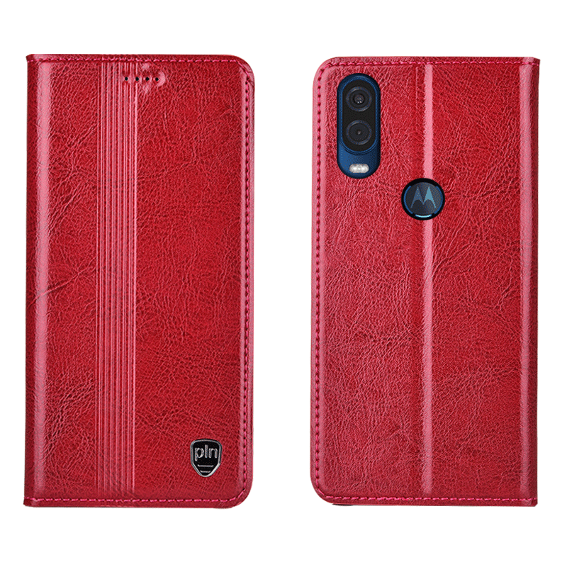 Motorola One Vision Hoes Anti-fall All Inclusive Hoesje Telefoon Rood Bescherming